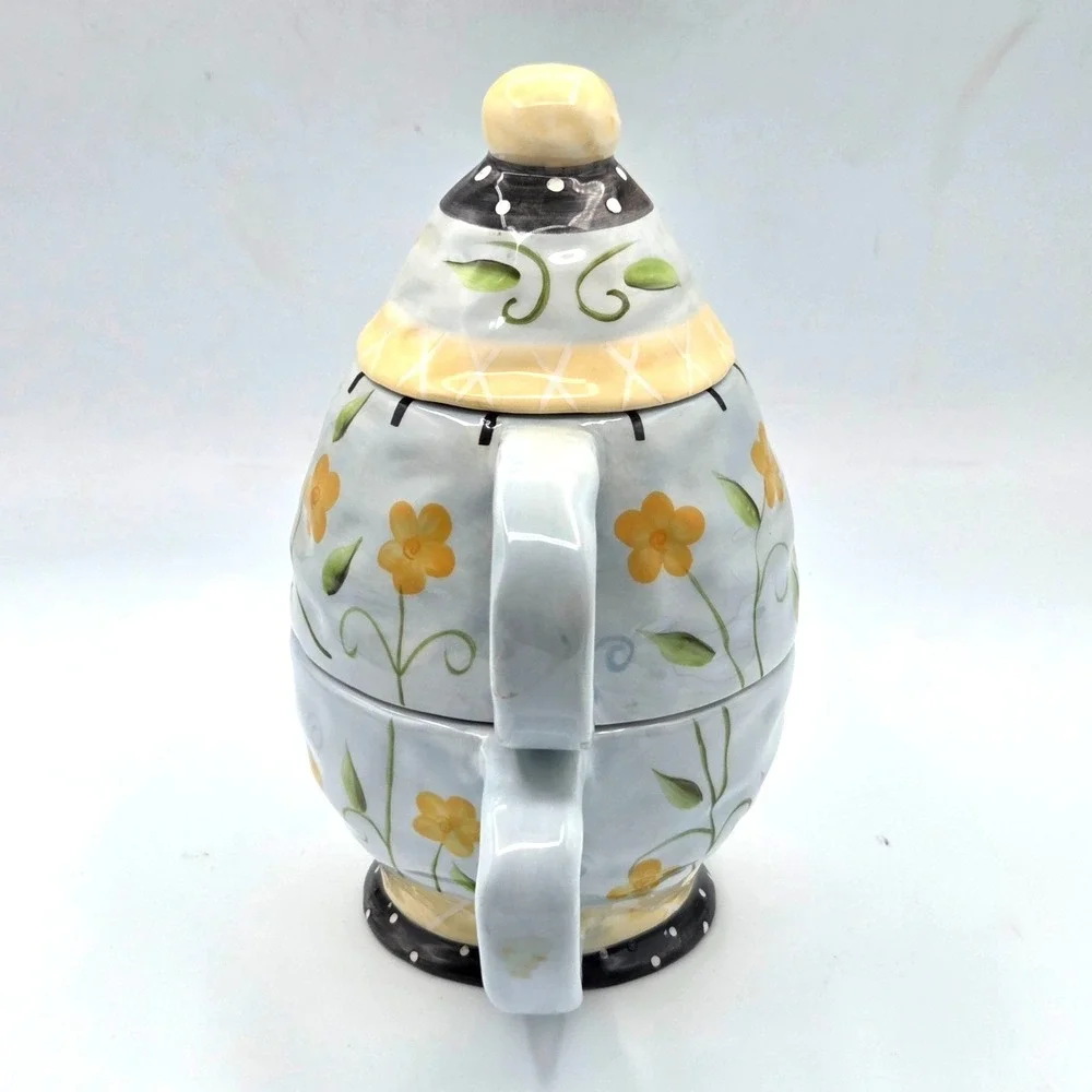 Bella Casa by GANZ Tea For One Nesting Teapot & Teacup Set‎ Cottage Shabby Chic